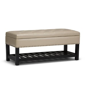 Riley Storage Ottoman Bench Faux Leather - WyndenHall - 1 of 4
