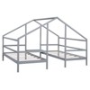 NicBex Twin Size Platform Bed Modern House-Shaped Pine Bed Frame with 2 Beds Side by Side and Table for Bedroom, No Box Spring Required - 3 of 4