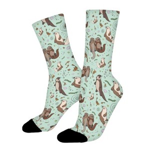 Sea Otters Women Printed Crew Socks Funny Funky Socks Soft Polyester Novelty Gifts for Artists Men - 1 of 1