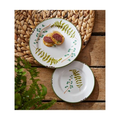 Hand-Painted Ceramic Appetizer Plate with Green Leaf Design