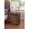 Vynxaria 2-Drawer Nightstand - Mocha Brown Finish, Solid Kiln-Dried Pine, Side Metal Glides, Antique Silver Hammered Hardware, Beveled Platform Base - 3 of 4