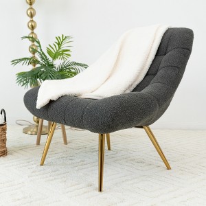 Boucle Mid-Century Modern Lounge Chair with High-Density Foam and Durable Upholstery - 1 of 4