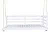 VisioGear Patio Swing Bed Modern Porch Swing Hanging Bed Frame with Hemp Ropes and Single Arm for Garden, Backyard, White, 80"*40.9"*23.7" - 2 of 4