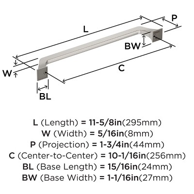 Satin Nickel 10-1/16 inch Modern Cabinet Bar Pull