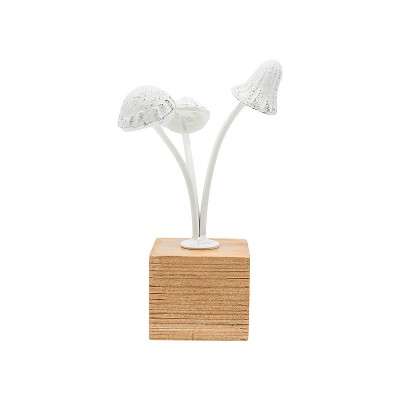 Mushroom Decorative Accent White Cast Iron & Wood by Foreside Home & Garden