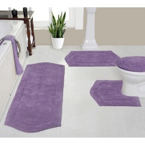 Waterford Collection Tufted Bath Rug, Extra Soft and Absorbent, Non-Slip Bath Mats, Machine Washable bath rugs for Bathroom, 4 Piece Set, Purple - 1 of 4
