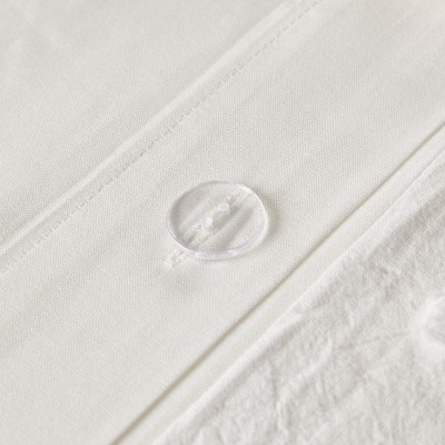 Off-White Cotton Jacquard Full/Queen Duvet Cover Set with Decorative Pillows