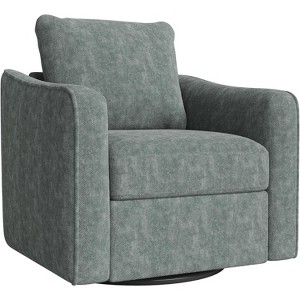 Modern Accent Chair for Living Room, 360° Swivel Linen Upholstered Reading Armchair, Comfy Single Sofa Chair for Bedroom or Living Room, Dark Green - 1 of 1