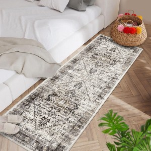 Machine Washable Area Rug Living Room Vintage Medallion Carpet Distressed Rugs for Bedroom - 1 of 4