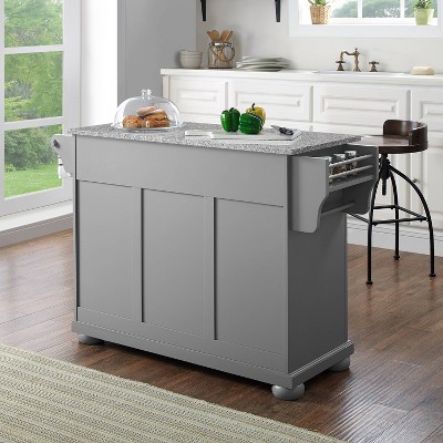Alexandria Vintage Gray Granite Top Kitchen Island