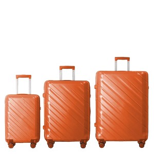 MAYEERTY 3-Piece Luggage Sets, Suitcase with Wheels, Hardside Suitcase with Four Spinner Wheels and Scratch-Resistant Surface, Orange - 20", 24", 28" - 1 of 4