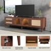 Modern Rattan TV Stand with Arched Doors and LED Light for 80 Inch TV,Media Console with Storage Cabinets for Living Room-Baofuwish - 2 of 4