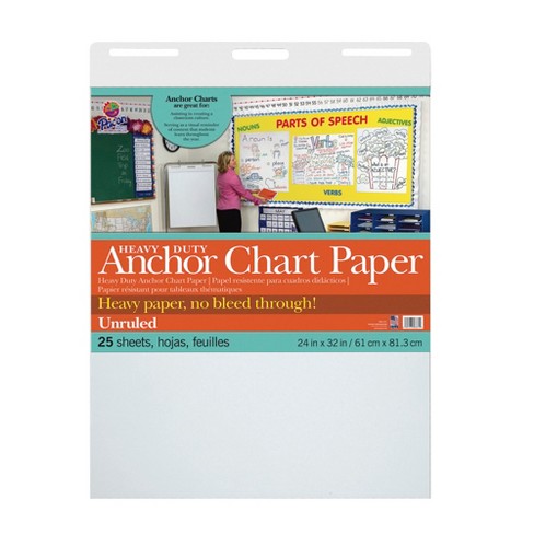 School Smart Manila Tag Ruled Chart Paper, Jumbo Size, 36 x 24 Inches, 36  Sheets