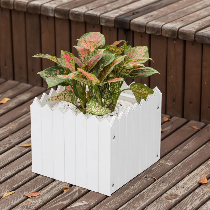 Gardenised Square Traditional Fence Design Vinyl Planter Box, 5 of 10