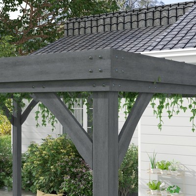 Gray Fir Wood 10' x 12' Outdoor Pergola Gazebo