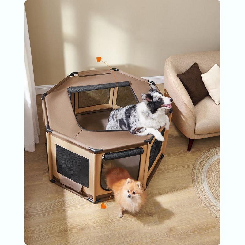 Feandrea Dog Playpen, Oxford Fabric Dog Fence, Octagon Dog Crate, L, 44.1 x 44.1 x 24.4 Inches, PVC Pipe Frame, Breathable Mesh, 5 of 9
