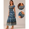 INSPIRE CHIC Women's Boho Floral Square Neck Midi Smocked Maxi Dress - 2 of 4