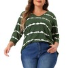 Agnes Orinda Women's Plus Size Tie Dye 3/4 Sleeve Side Slit V Neck Trendy Spring Tops - 2 of 4
