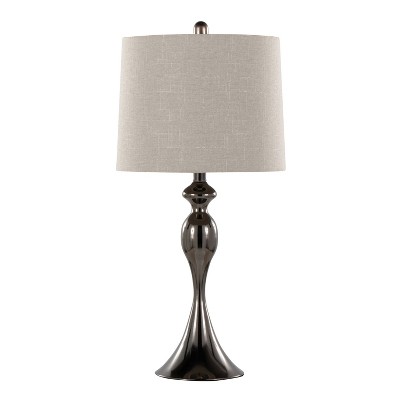 Ashland 27" Light Grey Linen and Metal Table Lamp Set