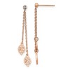 Chisel Stainless Steel Polished Rose IP-plated with Cubic Zirconia Leaf Dangle Earrings - 2 of 4
