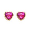 Guili Kids' Sterling Silver Heart Stud Earrings, 14k Gold Plated with Sparkling Pink Cubic Zirconia - Hypoallergenic and Perfect for Any Occasion - 2 of 3