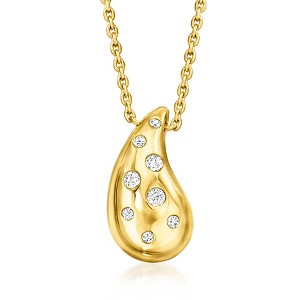 Ross-Simons 0.10 ct. t.w. Diamond Puffy Teardrop Necklace in 18kt Gold Over Sterling Size 18 - 1 of 3