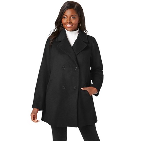 Black peacoat 2025 women's plus size