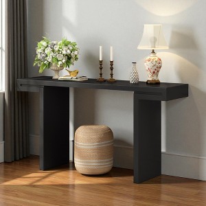 Mshliw 60" Modern Console Table with Geometric Clean-Line Design, Painted Finish & Adjustable Feet, Long Entryway Table for Living Room, Hallway - 1 of 4