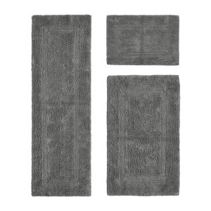 Lux Premium 100% Cotton  Ultra-Soft Tufted Solid Reversible 3 Piece Bath Rug Set, Water-Absorbent, Durable, Machine Washable Bathroom Rug - 1 of 4