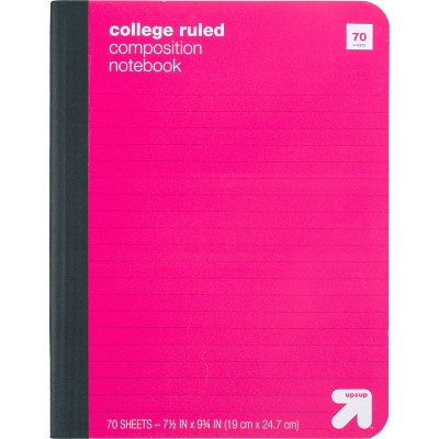 College Ruled Pink Hard Cover Composition Notebook - up & up™