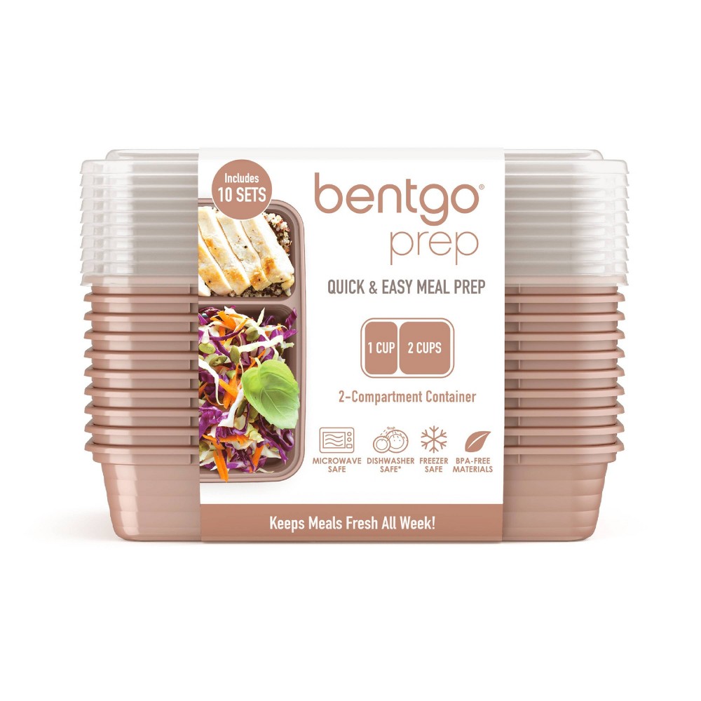 Bentgo Food Prep 2-Compartment Food Storage Containers, Pack of 10