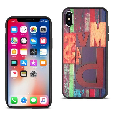 Reiko iPhone X/iPhone XS Embossed Wood Pattern Design TPU Case with Multi-Letter