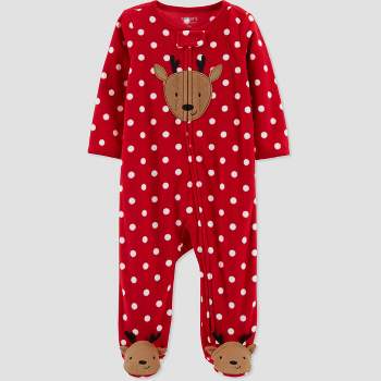 Carter's Just One You®️ Baby Girls' Dot Reindeer Fleece Fleece Footed Pajama