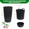 2PC Tall Round Tapered Planter, Indoor/Outdoor Self Watering Pots, Large Flower Pot Outdoor with Built-in Drainage and a Water Level for Home - 2 of 4