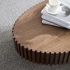 Modern Handcraft Drum Coffee Table Length 43.7 inch Ellipse Coffee Table for Living Room,Oval Small Coffee Table with Sturdy Pedestal - 4 of 4