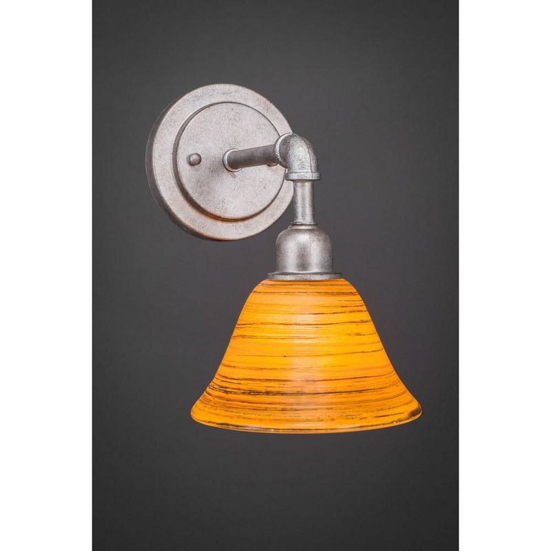 Toltec Lighting Vintage 1 - Light Sconce in  Aged Silver with 7" Firré Saturn Shade, 1 of 2