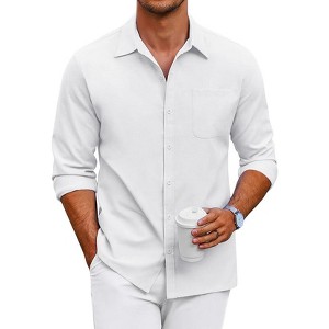 COOFANDY Men's Oxford Shirt Long Sleeve Casual Button Down Shirts - 1 of 4