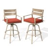 Crestlive Products Aluminum Outdoor Swivel Woodgrain Finish Bar Stools with Sunbrella Cushion Set of 2 - 2 of 4