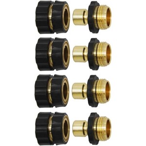 VisioGear 4PCS Garden Hose Fitting Connector Set, Garden Hose Adapter, Quick Connect Hose Fittings, Black & Gold, 1.3"*1.3"*2.2" - 1 of 4