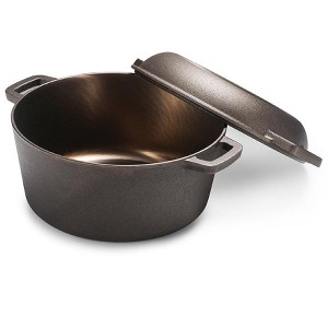 BLACK+DECKER 5-Quart Cast Iron Dutch Oven with 10.25-Inch Skillet Lid, Pre-Seasoned, with Bronze Finish & Polished Interior, Oven & Grill Safe, Bronze - 1 of 4