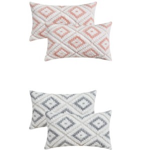 REGALWOVEN 4 Pcs Geometric Pattern Soft Short Plush Decorative Throw Pillow Covers - 1 of 4