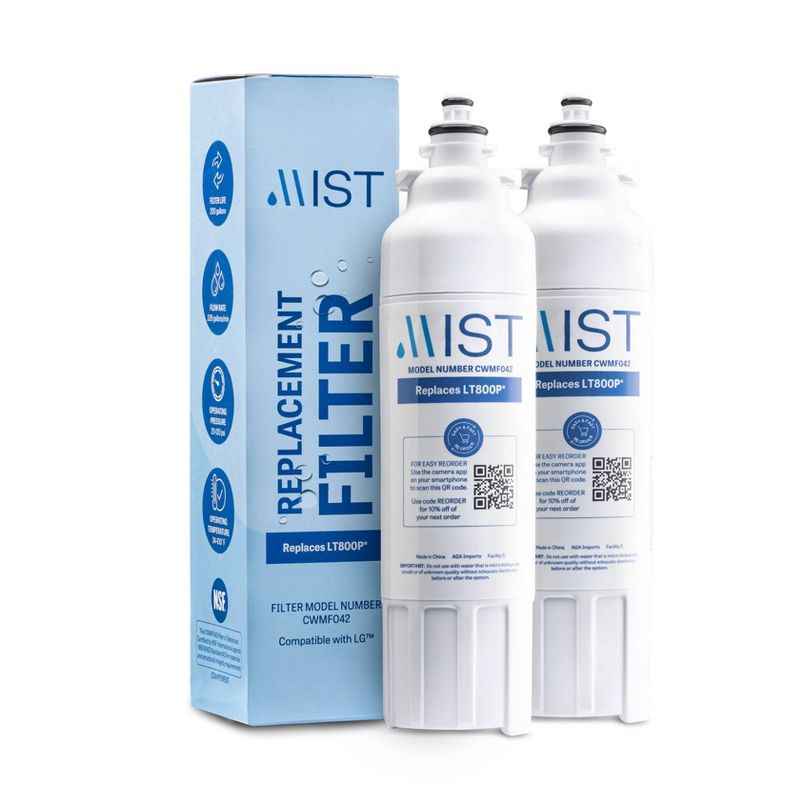 Mist LG LT800P Compatible with ADQ73613401, Kenmore 9490, 46-9490, ADQ73613402 Refrigerator Water Filter, (2pk), 1 of 6