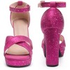 Perphy Women's Glitter Crisscross Strap Chunky Platform Heels - 2 of 3