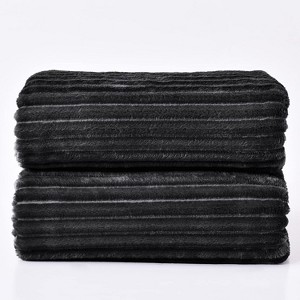 Attop Fleece Blanket King Size – 3D Ribbed Jacquard Soft and Warm Decorative Fuzzy Blankets – Cozy, Fluffy - 1 of 4