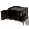 Tangkula Cat House Litter Box Pet Cat Washroom Nightstand Cat Storage Bench Coffee/Black - 3 of 4