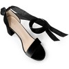 BLISSFUL STEP Women's Ankle Tie Chunky Heel Velvet Sandals - 2 of 4