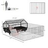 46'' Small Animal Cage with Foldable Run Area Rolling Wheels Ramps Water Bottle and Bowl for Rabbits - LAOTIES - 2 of 4