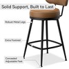 Vipbear Bar Stools Set of 2, Faux Leather 26" H Swivel Counter Height Barstools with Back, Mid Century Modern Bar Stools with Stylish Stitching, Black - 4 of 4