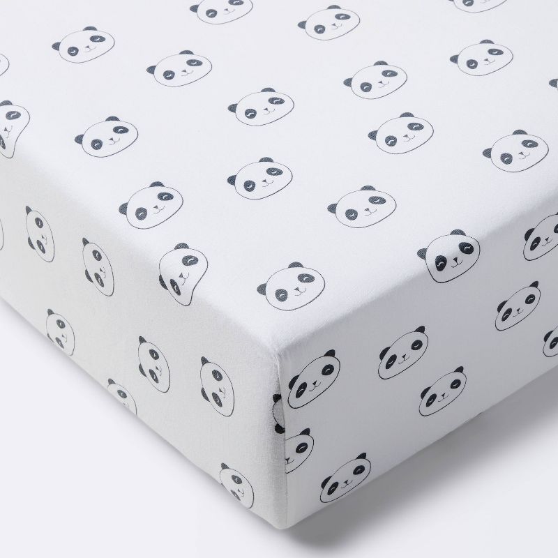 Panda Crib Fitted Sheet - Cloud Island&#8482; White/Gray, 1 of 7