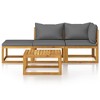 vidaXL Patio Lounge Set - Modular 4 Piece with Cushion - Solid Acacia Wood - Outdoor Suitable with Oil Finish - Adjustable Arrangement - Dark Gray - 3 of 4